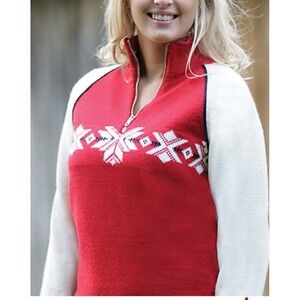 Dale‎ of Norway Sweater Women Medium Red 1/4 Zip 2014 Sochi Olympics Norwegian